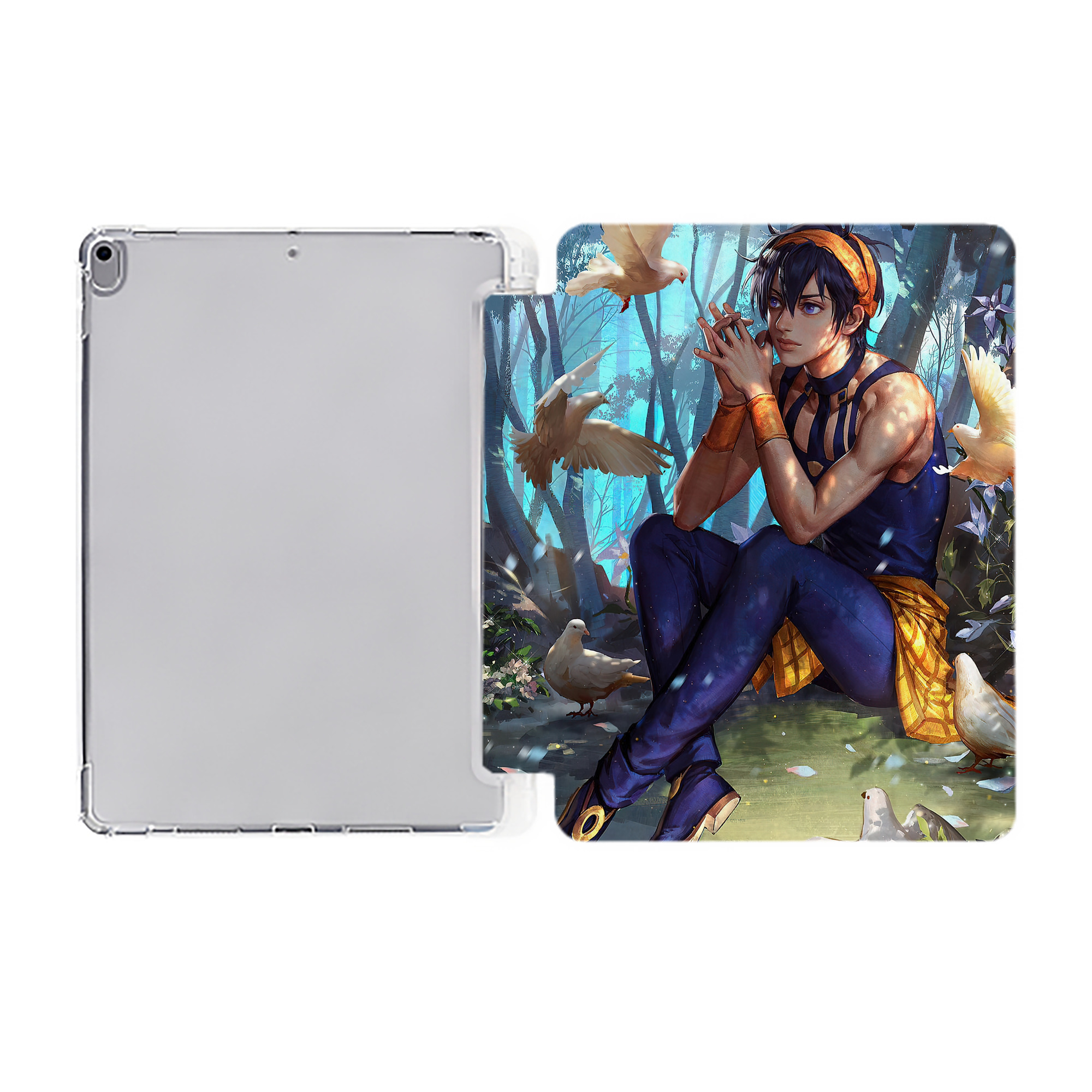 （画像用） ジョジョの奇妙な冒険 JoJo's Bizarre Adventure IPad ケース ペン収納付き 三つ折りスタンド PUレザー×シリコン 対応機種9.5/10.5/10.9インチ